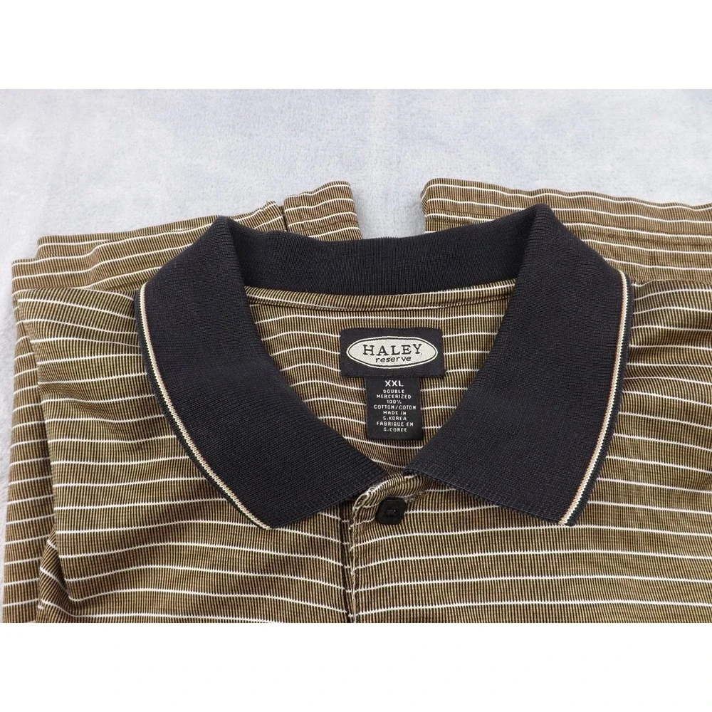 Haley Reserve Polo Shirts Men's XXL Brn/Blk/Wht, Greenish Tan/Orange Set of Two